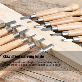 img 2 attached to 🔪 TIMESETL 12-Piece SK7 Carbon Steel Wood Carving Tools Set: Engraving Knife Kit for Wood, Pumpkin, Soap, Vegetables - Ideal for Beginners and Professionals, Complete with Storage Case