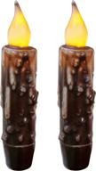 🕯️ cvhomedeco real wax hand-dipped led timer taper candles - country primitive flameless lights décor, 4-3/4 inch, brown, 2 pcs in a package logo