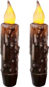 img 4 attached to 🕯️ CVHOMEDECO Real Wax Hand-Dipped LED Timer Taper Candles - Country Primitive Flameless Lights Décor, 4-3/4 Inch, Brown, 2 PCS in a Package