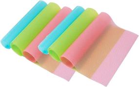 img 4 attached to 🍎 6-Piece Refrigerator Mats - EVA Shelf Liners - Cuttable & Washable Fridge Mats - Pink, Green, and Blue Colors