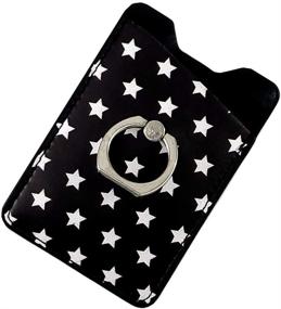 img 1 attached to 🌟 Ac.y.c Phone Card Holder with Ring Grip for Back of Phone: Secure Adhesive Stick-on Credit Card Wallet Pocket for iPhone, Android, and Most Smartphones (Star Design)