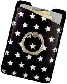 img 2 attached to 🌟 Ac.y.c Phone Card Holder with Ring Grip for Back of Phone: Secure Adhesive Stick-on Credit Card Wallet Pocket for iPhone, Android, and Most Smartphones (Star Design)