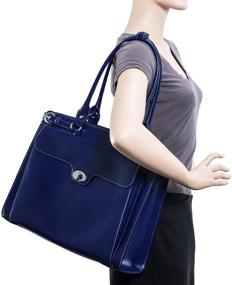 img 1 attached to 👜 McKlein W Series Winnetka 15" Top Grain Cowhide Leather Ladies' Laptop Briefcase in Navy (94837)