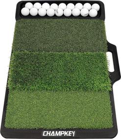 img 4 attached to CHAMPKEY Tri-Turf Golf Hitting Mat - Ultimate Indoor and Outdoor Training Tool for Golfers