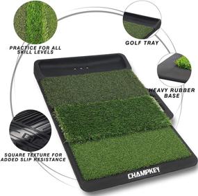 img 3 attached to CHAMPKEY Tri-Turf Golf Hitting Mat - Ultimate Indoor and Outdoor Training Tool for Golfers
