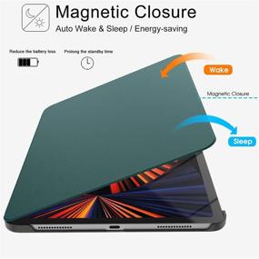 img 1 attached to 📚 Soke Lightweight Premium Leather Folio Stand Case for New iPad Pro 11 2021 - [2nd Gen Apple Pencil Charging + Auto Wake/Sleep], Hard PC Back Cover - Teal Color, iPad Pro 11 Inch Compatible