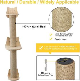 img 2 attached to Enhance Your Cat's Playtime with a Wall Mounted Cat Scratching Post - Sisal Cat Scratcher, Solid Wood Cat Wall 🐱 Shelves and Steps, Perfect Cat Furniture for Large Cats and Kittens, 38 Inch Tall Cat Ladder Post Tree in Multiple Assembly Ways