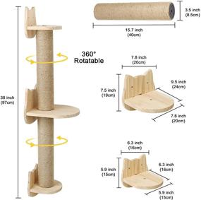 img 3 attached to Enhance Your Cat's Playtime with a Wall Mounted Cat Scratching Post - Sisal Cat Scratcher, Solid Wood Cat Wall 🐱 Shelves and Steps, Perfect Cat Furniture for Large Cats and Kittens, 38 Inch Tall Cat Ladder Post Tree in Multiple Assembly Ways