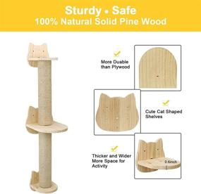 img 1 attached to Enhance Your Cat's Playtime with a Wall Mounted Cat Scratching Post - Sisal Cat Scratcher, Solid Wood Cat Wall 🐱 Shelves and Steps, Perfect Cat Furniture for Large Cats and Kittens, 38 Inch Tall Cat Ladder Post Tree in Multiple Assembly Ways