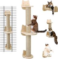 enhance your cat's playtime with a wall mounted cat scratching post - sisal cat scratcher, solid wood cat wall 🐱 shelves and steps, perfect cat furniture for large cats and kittens, 38 inch tall cat ladder post tree in multiple assembly ways logo