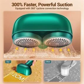 img 3 attached to 🧵 RANVOO Fabric Shaver, Electric Dual-Head Lint Remover - Rechargeable Sweater Shaver with 6-Leaf Blades for Efficient Fuzz Removal on Clothes, Bedding, and Furniture - Emerald Green