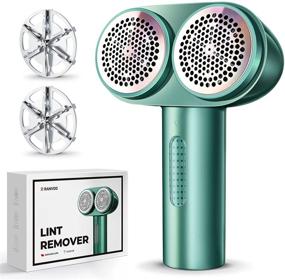 img 4 attached to 🧵 RANVOO Fabric Shaver, Electric Dual-Head Lint Remover - Rechargeable Sweater Shaver with 6-Leaf Blades for Efficient Fuzz Removal on Clothes, Bedding, and Furniture - Emerald Green