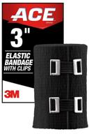 🩹 ace - 207333 3" elastic bandage wrap with clips, black: premium support for injuries and pain relief logo