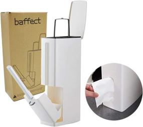 img 4 attached to Baffect Bathroom Trash Can and Toilet Brush Set with Lid, Tissue Box Holder, and Garbage Bag - 4 in 1 White Bathroom Accessories Set