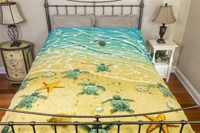 img 1 attached to 🐢 Extra Cozy Full/Queen Size Fleece Blanket | 75'' x 90'' | Turtles on The Beach