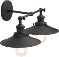 pathson industrial bathroom wall sconce lighting, vintage 2-light bathroom vanity light 🛀 fixtures, mid-century wall lamps for bedroom, living room, matte black metal finish (black) логотип