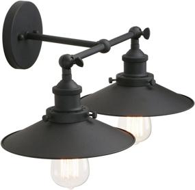 img 4 attached to Pathson Industrial Bathroom Wall Sconce Lighting, Vintage 2-Light Bathroom Vanity Light 🛀 Fixtures, Mid-Century Wall Lamps for Bedroom, Living Room, Matte Black Metal Finish (Black)