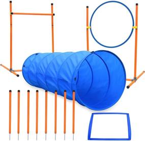img 4 attached to XiaZ Dog Agility Course Equipment Set - Complete Starter Kit for Doggie, Pet 🐶 Outdoor Games - Includes Dog Tunnels, 8 Weave Poles, Jumping Ring, High Jumps, Pause Box