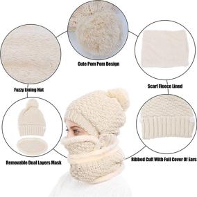 img 1 attached to ❄️ Winter Beanie Hat Scarf and Mask Set for Women: Stay Warm in Style with Thick Warm Slouchy Knit, Fleece Lined Cap, Scarf, and Mouth Mask - 3-Piece Set