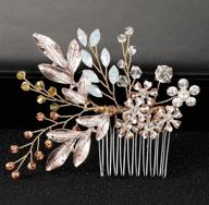 💍 sweetv gold bridal hair comb - rhinestone wedding clip with flower hair accessories - head pieces for women logo