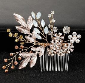 img 4 attached to 💍 SWEETV Gold Bridal Hair Comb - Rhinestone Wedding Clip with Flower Hair Accessories - Head Pieces for Women