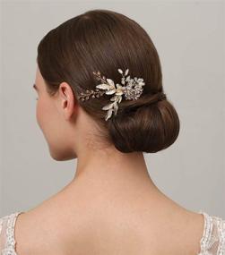 img 2 attached to 💍 SWEETV Gold Bridal Hair Comb - Rhinestone Wedding Clip with Flower Hair Accessories - Head Pieces for Women