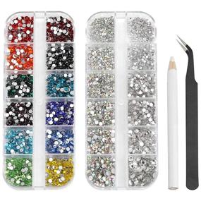 img 4 attached to 💎 Beadsland 5280Pcs Nail Art Rhinestones Kit: Glass Crystal Flat Back Gems, Diamond Flatback Rhinestones for Crafts - Mix of 12 Colors and 6 Sizes (Set 01)