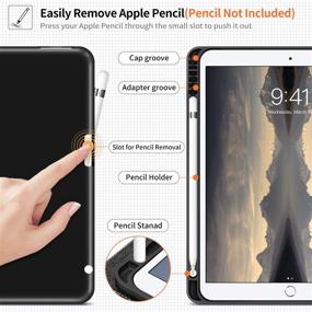 img 2 attached to Чехол для 2021 iPad 9-го поколения с держателем для карандаша, чехол для iPad 8-го/7-го поколения 2020 2019 с мягкой задней панелью из TPU, умная защитная крышка с автоматическим режимом сна/подъема для iPad 10 дюймов.