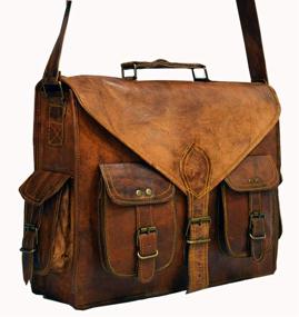 img 4 attached to 👜 Premium Handcrafted HLC ABB Vintage Leather Messenger Bag - 18 INCH Laptop Briefcase Satchel