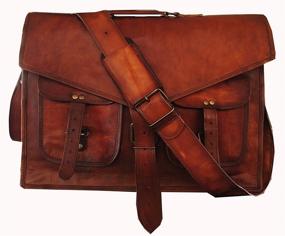 img 3 attached to 👜 Premium Handcrafted HLC ABB Vintage Leather Messenger Bag - 18 INCH Laptop Briefcase Satchel