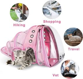 img 2 attached to 🐱 Joysnana Pink Cat Backpack Carrier Bubble Pet Bags - Expandable Transparent Space Capsule Backpack for Outdoor Cat Activities