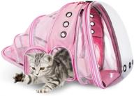 🐱 joysnana pink cat backpack carrier bubble pet bags - expandable transparent space capsule backpack for outdoor cat activities logo