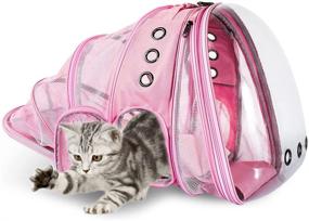 img 4 attached to 🐱 Joysnana Pink Cat Backpack Carrier Bubble Pet Bags - Expandable Transparent Space Capsule Backpack for Outdoor Cat Activities