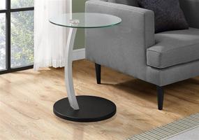 img 2 attached to 🖤 Black Bentwood Accent Table with Tempered Glass by Monarch Specialties