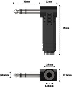 img 1 attached to 2-Pack 1/4 inch 6.35mm Right Angle Stereo Male Plug to 1/4 inch 6.35mm Stereo Female Jack Audio Adapter by Ancable