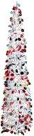 🎄 n&t nieting 5ft collapsible pop up artificial tinsel christmas tree with large colorful sequins - pencil tree for fireplace party, home, office xmas decoration - white logo