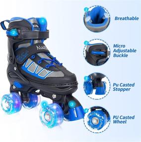 img 2 attached to Nattork Adjustable Roller Skates for Kids: Light Up Wheels, Indoor & Outdoor Illuminating Skates for Girls and Boys - Ideal for Beginners