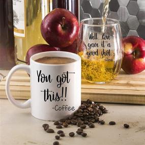 img 3 attached to 🎁 You Can Do It, You Gave It Your Best Shot - 11 oz Coffee Mug and 15 oz Stemless Wine Glass Set - Ideal Gift for Close Friends, Colleagues, Women, Her