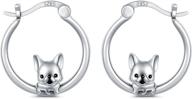 sterling silver dog hoop earrings for girls & women with sensitive ears - adorable puppy earrings logo