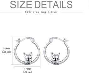 img 2 attached to Sterling Silver Dog Hoop Earrings for Girls & Women with Sensitive Ears - Adorable Puppy Earrings