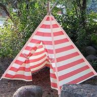 🏕️ modern home children's teepee set - pink stripes: perfect for indoor/outdoor fun, with travel case логотип