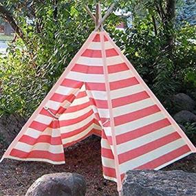 img 1 attached to 🏕️ Modern Home Children's Teepee Set - Pink Stripes: Perfect for Indoor/Outdoor Fun, with Travel Case