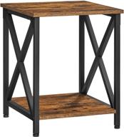 🌙 vasagle rustic brown and black nightstand: stylish farmhouse industrial side table with storage shelf, steel frame, x-shaped design - perfect for bedroom and living room décor. ulet277b01 логотип