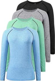 img 4 attached to 👚 Women's Moisture Wicking Long Sleeve T-Shirt 3-4 Pack - Dry Fit Long Sleeve Tee for Outdoor Compression Running and Workout Tops