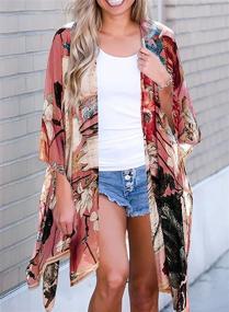 img 3 attached to 👙 Glam up Your Beach Look: GOSOPIN Women's Apricot Kimono Cardigan - The Ultimate Swimsuit Cover Up!