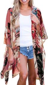 img 4 attached to 👙 Glam up Your Beach Look: GOSOPIN Women's Apricot Kimono Cardigan - The Ultimate Swimsuit Cover Up!