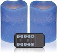 🕯️ cobalt blue flameless led votive candle lights - realistic flickering electric candles, set of 2, battery operated логотип