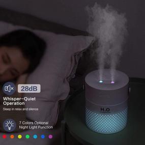 img 2 attached to 🌬️ SmartDevil Portable Desk Humidifier, 1.1L Cool Mist Humidifier with 4000mAh Battery - Ideal for Home, Bedroom, Office - Double-Head Spray, Colorful Night Light Function - Grey