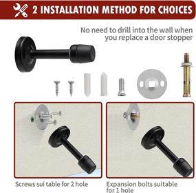 img 1 attached to 🚪 Black Door Stop COOC2 3.15 inches - Set of 7 Heavy Duty Stainless Steel Door Stoppers for Wall and Door Protection in Kitchen, Bedroom, Office, Garage - Easy to Install