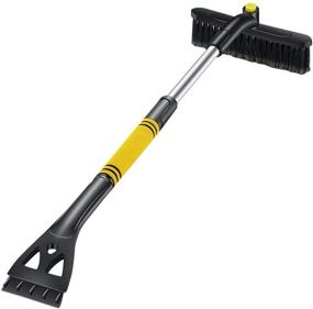 img 4 attached to ❄️ JOJOY LUX Yellow Ice Scraper, Retractable Snow Shovel with Extendable Brush, Foam Grip for Car, SUV, Truck Windshields - Perfect Snow Remover Tool for Windows